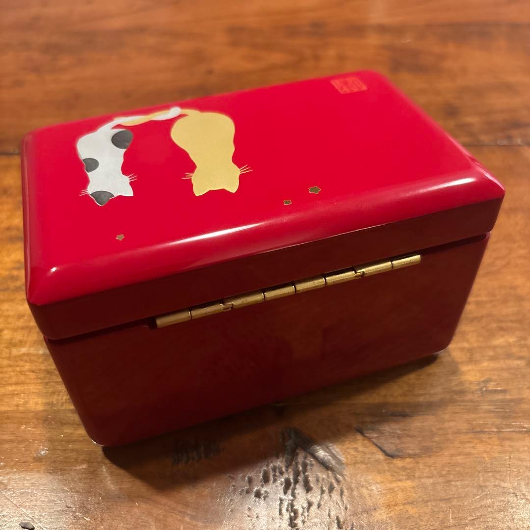 会津塗 小物入れ オルゴール 猫