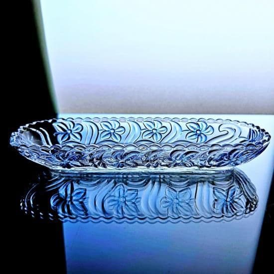 輝くオールドサンルイ すみれのロングトレイ【20世紀初頭】長皿