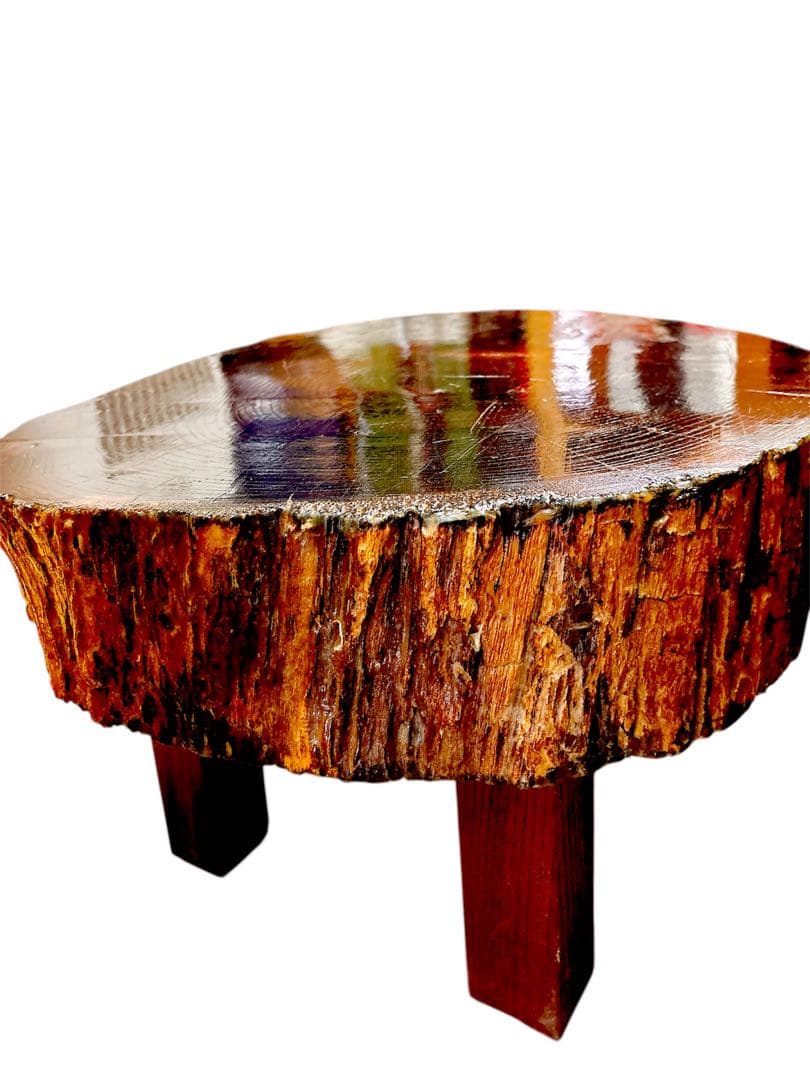 【アンティーク】木製 花梨 一枚板 座卓 飾り台 ちゃぶ台 銘木 古道具 花台