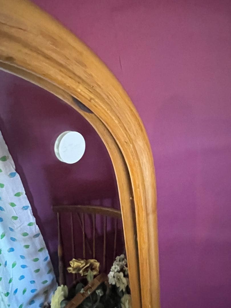 スリッパラック 鏡 ミラー 玄関 籐 ラタン かご インテリア 昭和レトロ