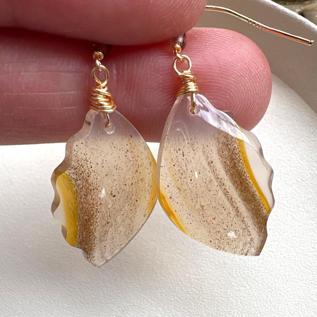 《skygray様》カーネリアンアゲートバタフライカービング②＊モスアゲート