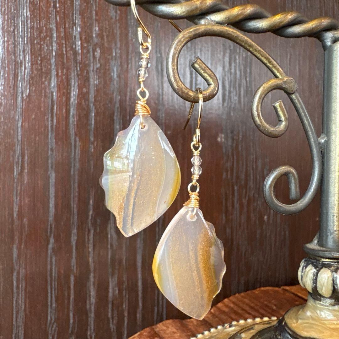 《skygray様》カーネリアンアゲートバタフライカービング②＊モスアゲート