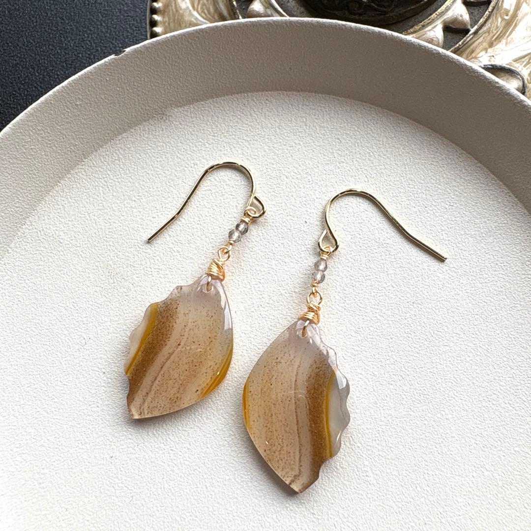 《skygray様》カーネリアンアゲートバタフライカービング②＊モスアゲート