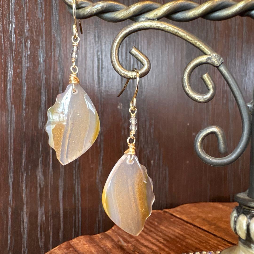 《skygray様》カーネリアンアゲートバタフライカービング②＊モスアゲート