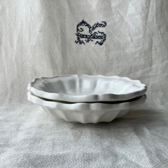 未使用◆2枚◆安部太一白釉ドレープボウル＃雅姫さん長峰菜穂子オクトゴナル田中直純