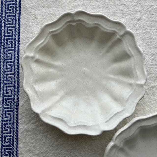 未使用◆2枚◆安部太一白釉ドレープボウル＃雅姫さん長峰菜穂子オクトゴナル田中直純