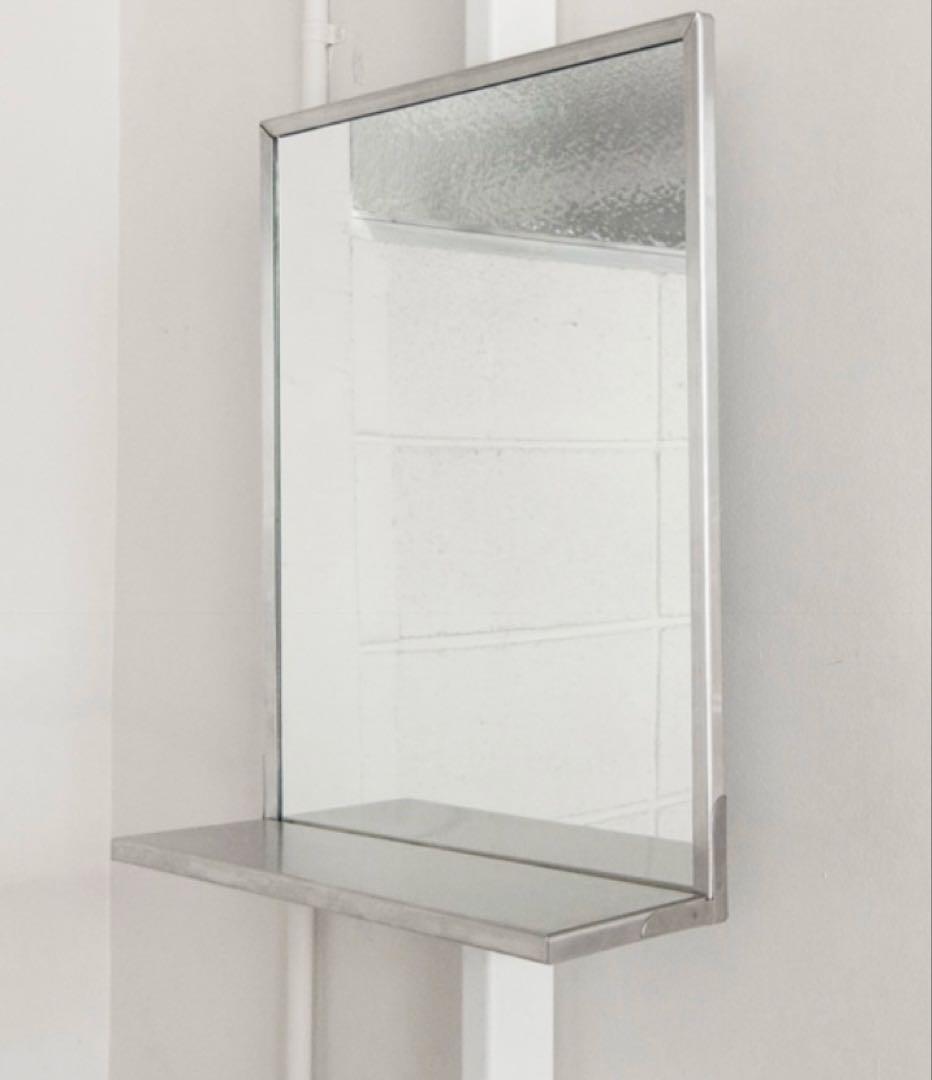 パシフィックファニチャー　ステンレス製ミラー　ウォールミラー　棚付き