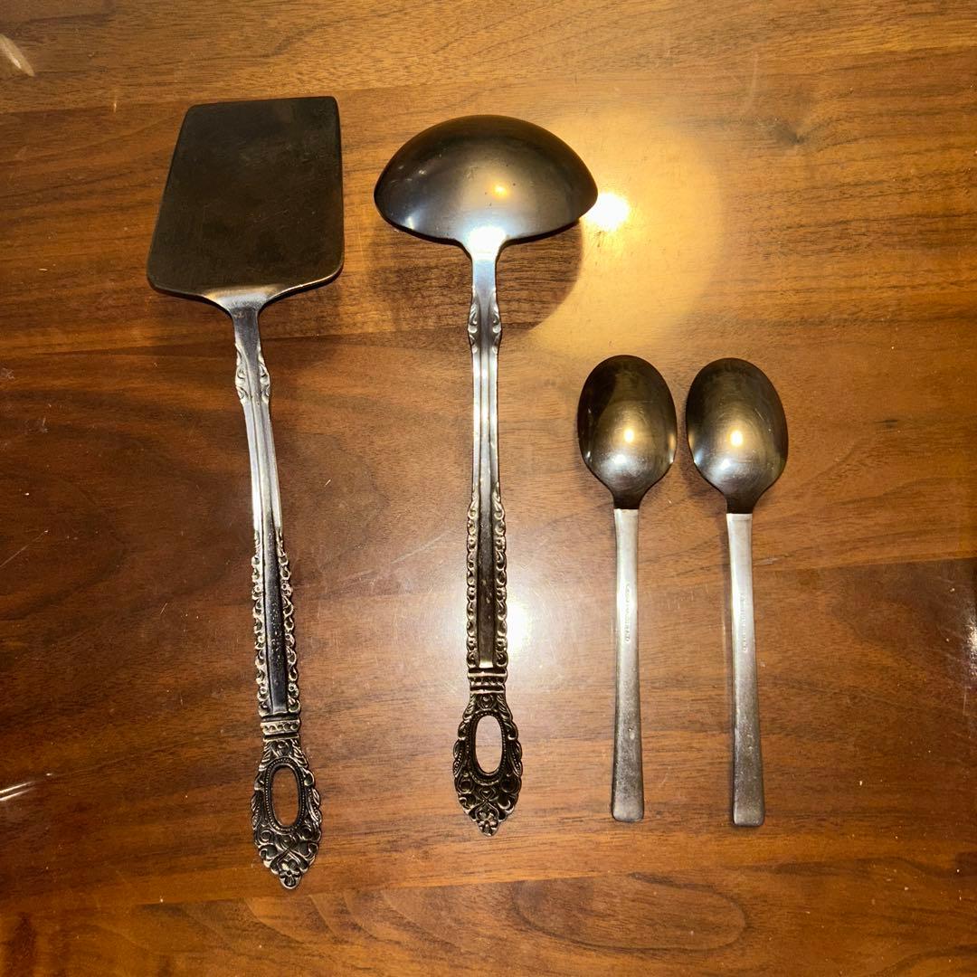 【アンティーク】スプーン&お玉＆フライ返し4本セット