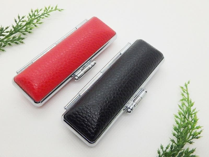 琥珀 印鑑 3点セット 牛もみ皮ケース付き（ 鶴亀ケース ）