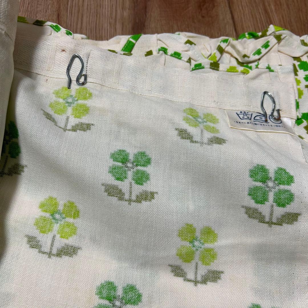 希少！レア！昭和レトロ！廃盤品！フローラルカーテン グリーン2枚