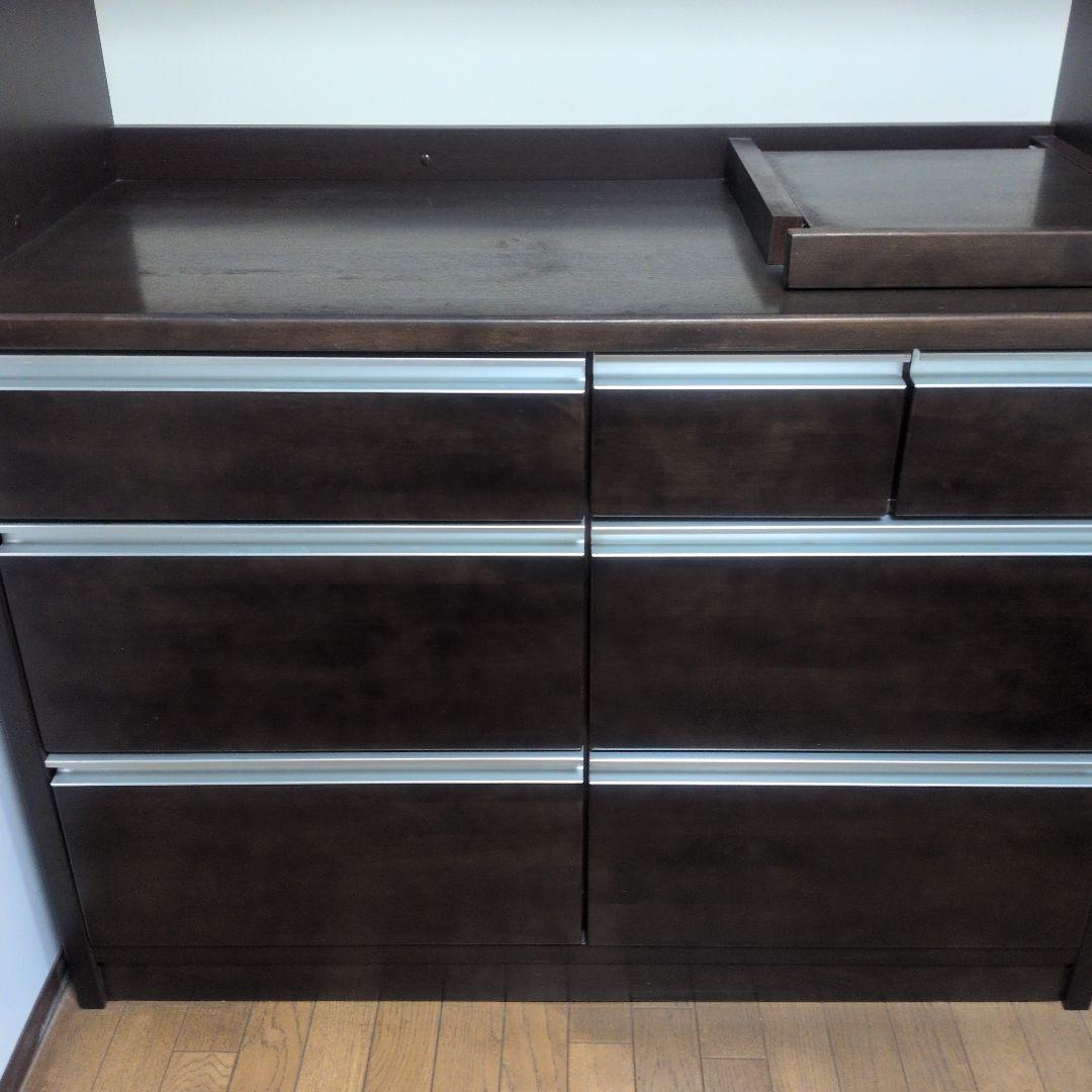 大型 オーク木製高級食器棚 キッチンボード キッチン収納 レンジ台