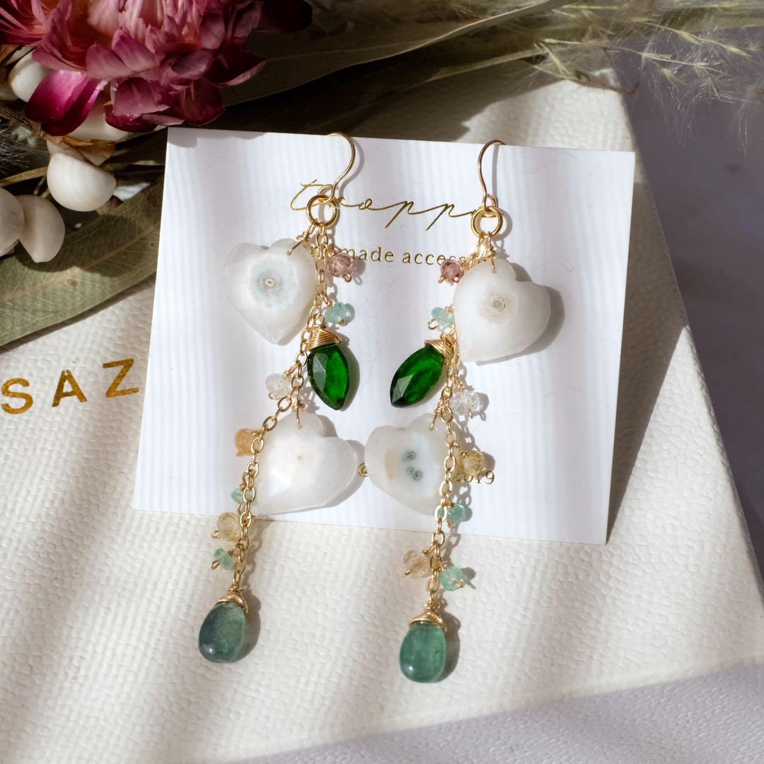 14kgfソーラークォーツハートピアス/イヤリング