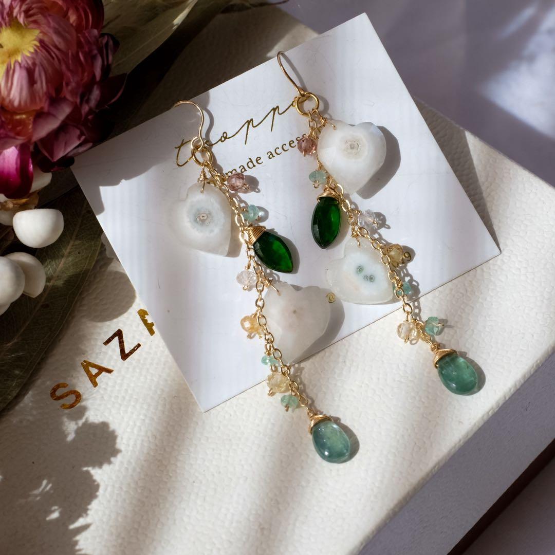 14kgfソーラークォーツハートピアス/イヤリング