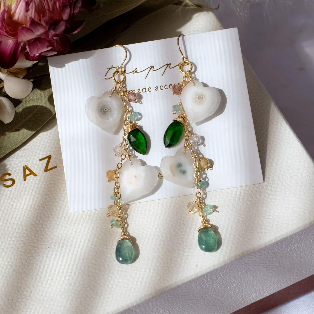 14kgfソーラークォーツハートピアス/イヤリング