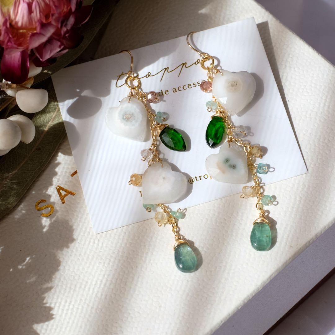 14kgfソーラークォーツハートピアス/イヤリング