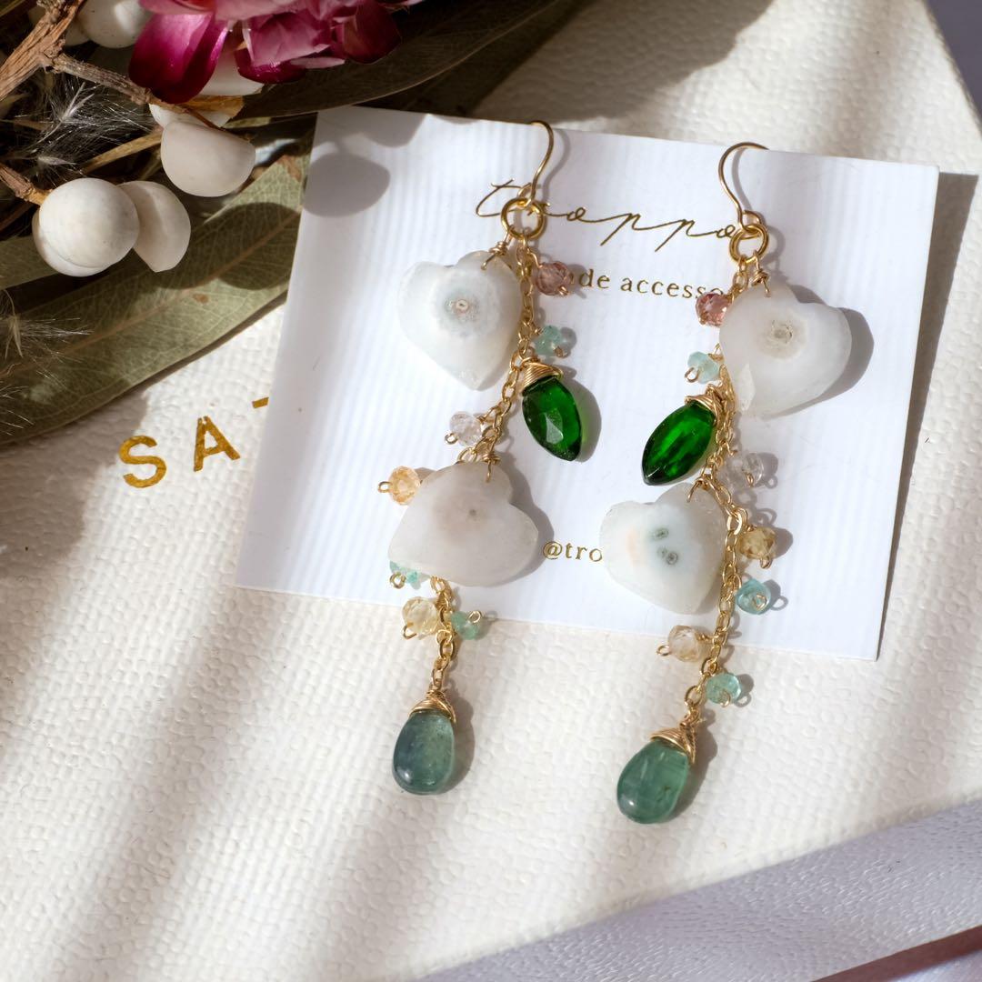 14kgfソーラークォーツハートピアス/イヤリング