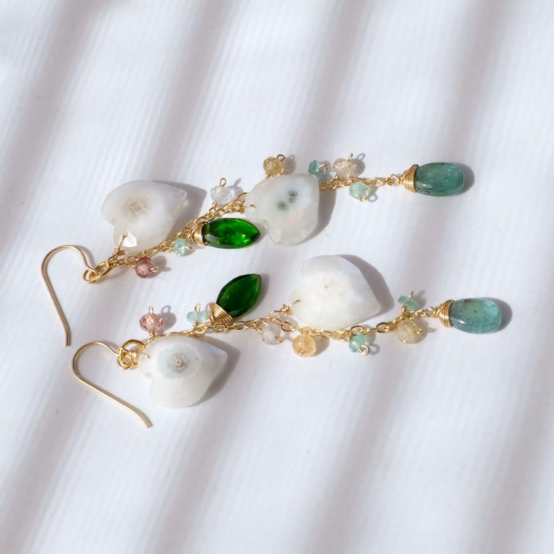 14kgfソーラークォーツハートピアス/イヤリング