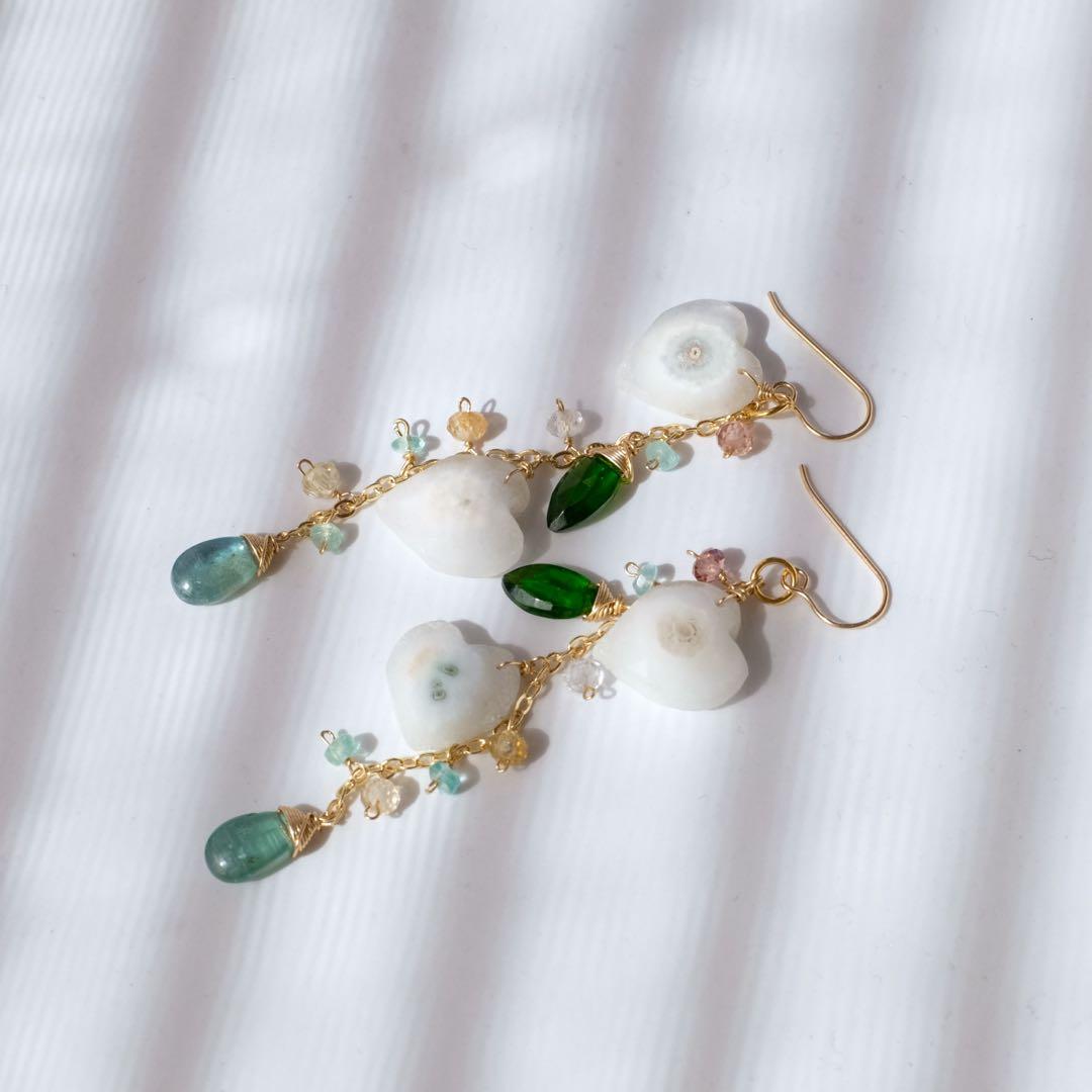 14kgfソーラークォーツハートピアス/イヤリング