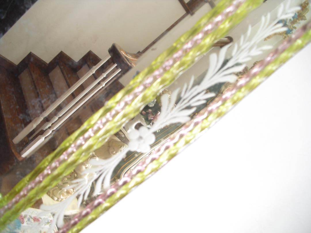 希少☆イタリア製☆アンティーク☆MURANO☆ヴェネチアンガラス☆壁掛け鏡