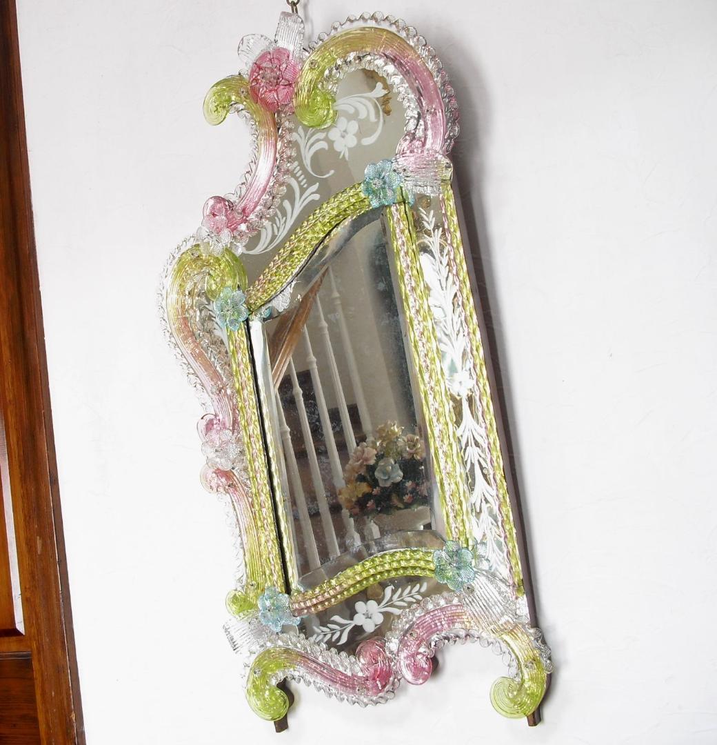 希少☆イタリア製☆アンティーク☆MURANO☆ヴェネチアンガラス☆壁掛け鏡