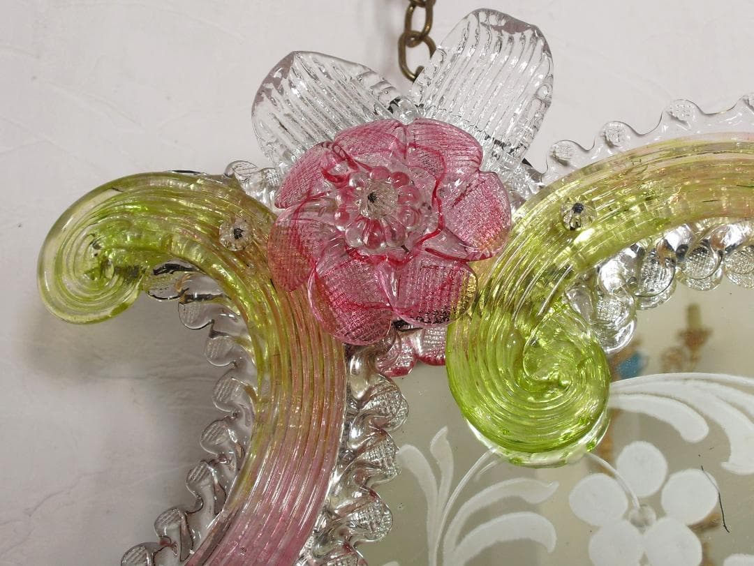 希少☆イタリア製☆アンティーク☆MURANO☆ヴェネチアンガラス☆壁掛け鏡