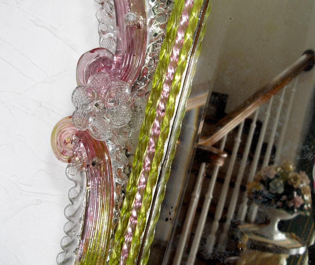 希少☆イタリア製☆アンティーク☆MURANO☆ヴェネチアンガラス☆壁掛け鏡