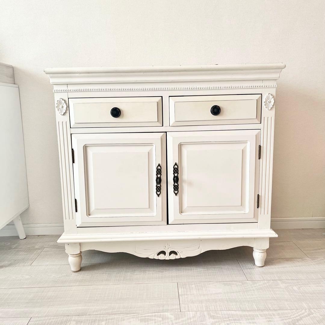ロココ調 アンティーク ホワイトクラシック キャビネット