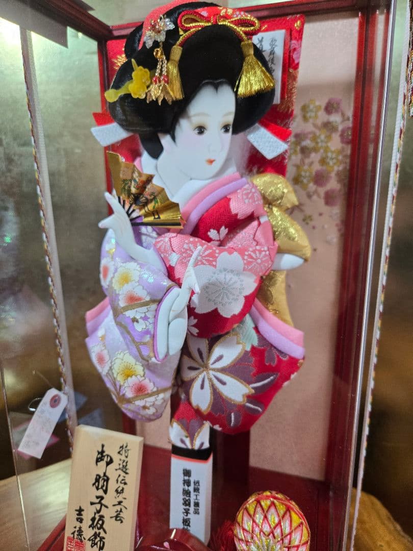 【一点限り】正月飾り　羽子板　ケース飾り オルゴール付き　H51