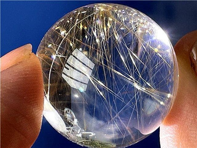 AAA級天然ゴールドルチルクォーツ丸玉B88P1/303P07D