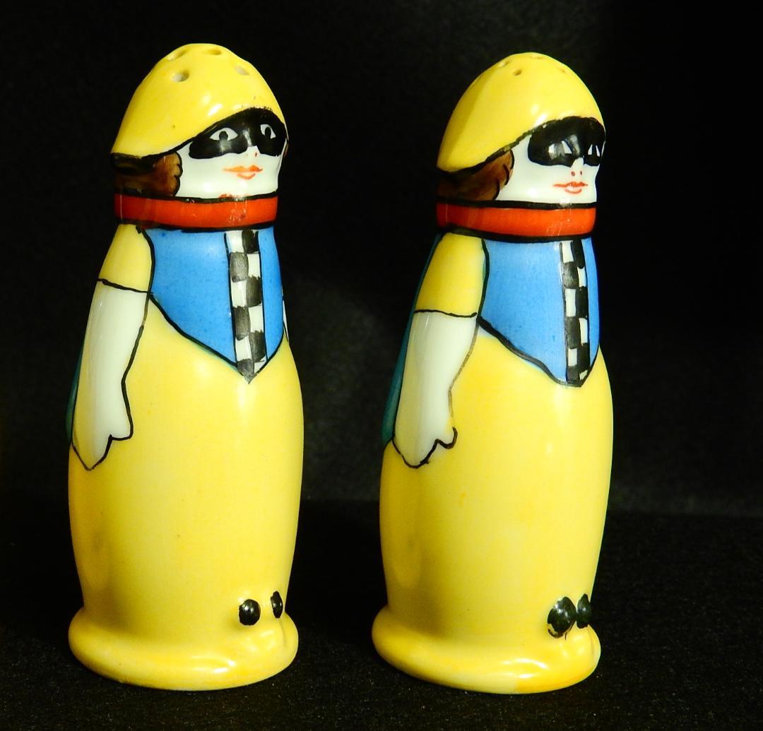 希少オールドノリタケ 仮面のデコレディのS&PシェイカーセットNo.483