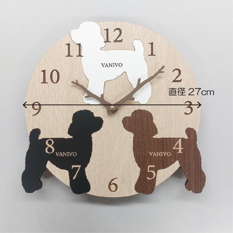 3匹の犬種が選べる特別デザイン｜オーダーメイド木製掛け時計