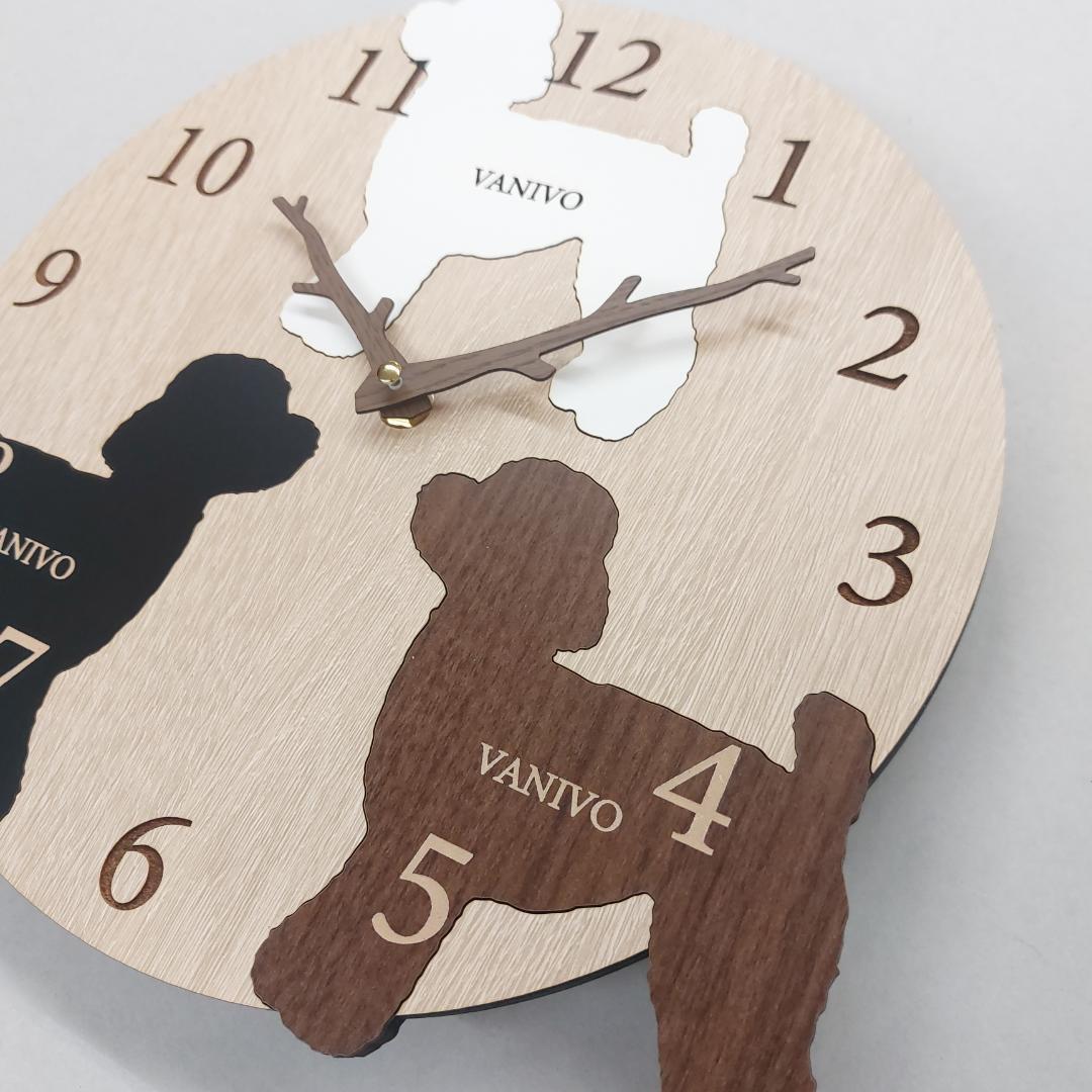 3匹の犬種が選べる特別デザイン｜オーダーメイド木製掛け時計