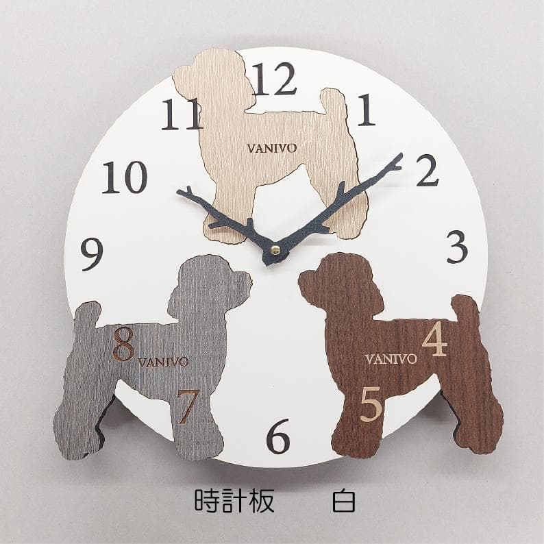 3匹の犬種が選べる特別デザイン｜オーダーメイド木製掛け時計