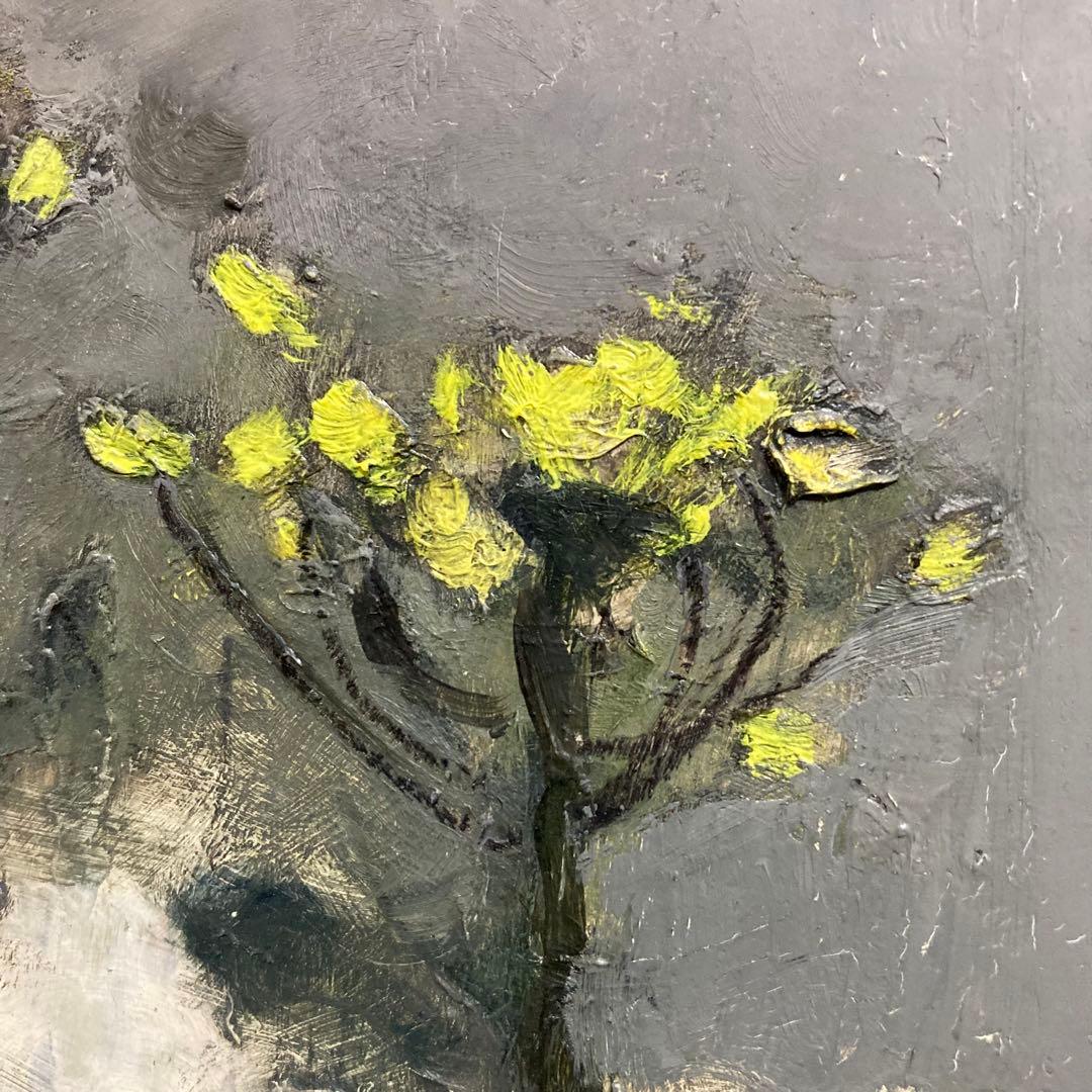 【真作保証】栗原一郎「菜の花」油彩4号 直筆サイン 裏書き有り 絵画 額装