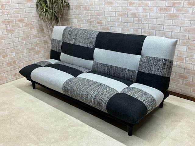 ソファーベッド　パッチワーク柄　MIX　BK　ソファ　新品