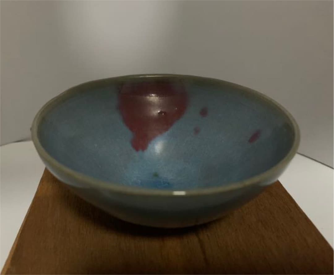 希少品】中国古美術 宋時代 澱青釉紅斑茶碗 鈞窯宋時代 共箱 XG1-22