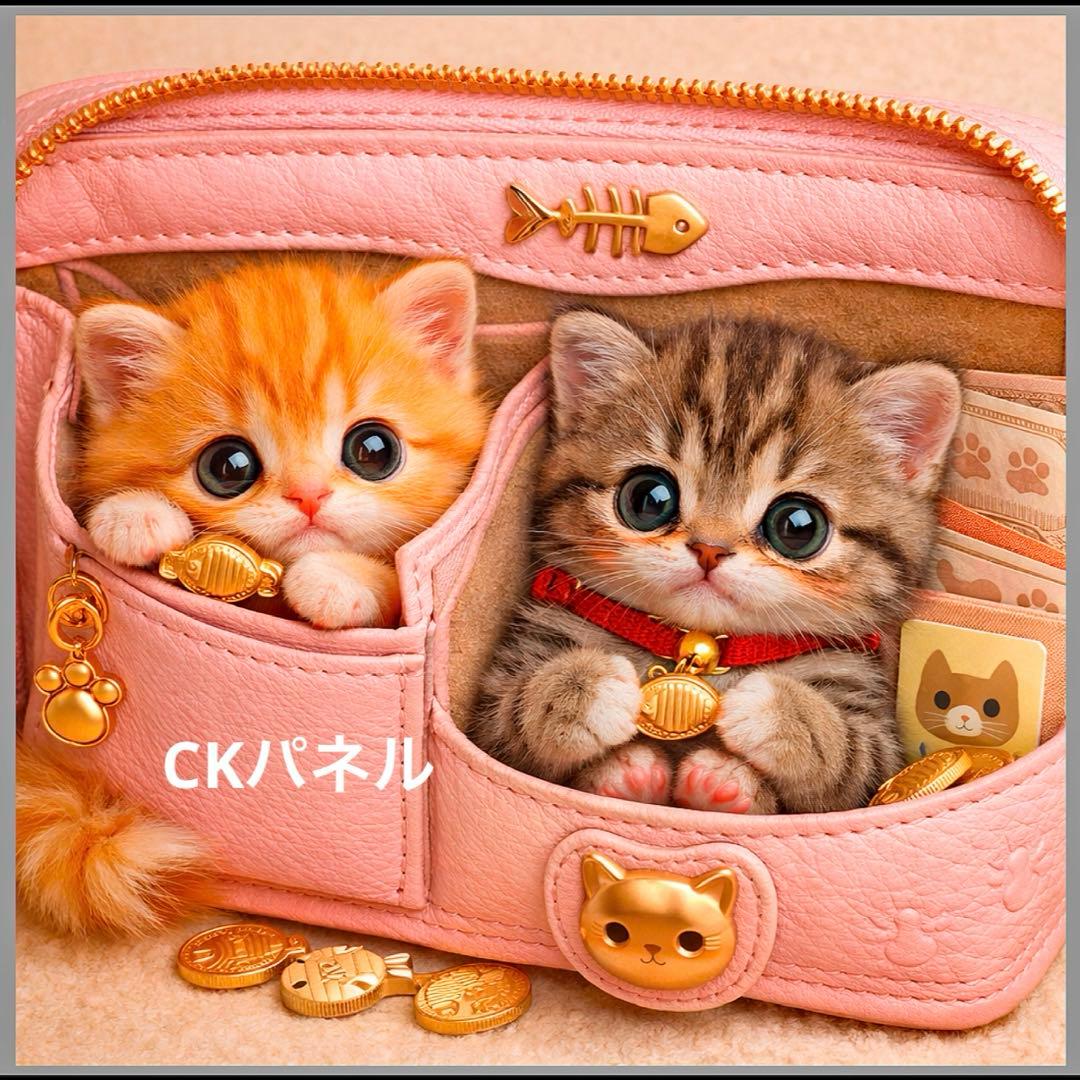 新柄♥️期間限定レアパネル生地 お財布にゃんこ 猫パネル生地6柄