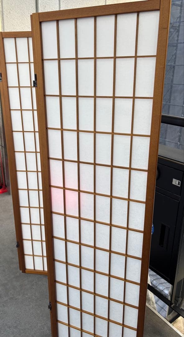 木製格子模様パーテーション 4連