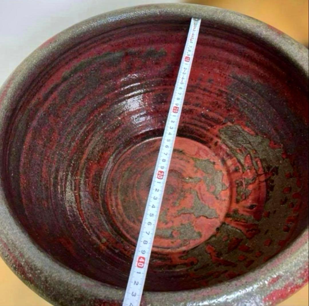 美しい赤鉢　睡蓮鉢　特大