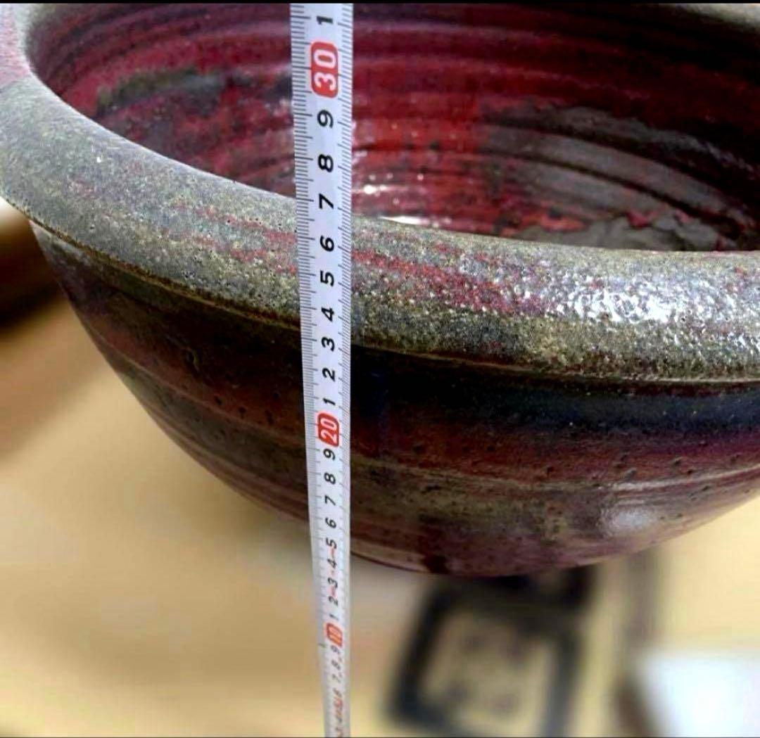 美しい赤鉢　睡蓮鉢　特大