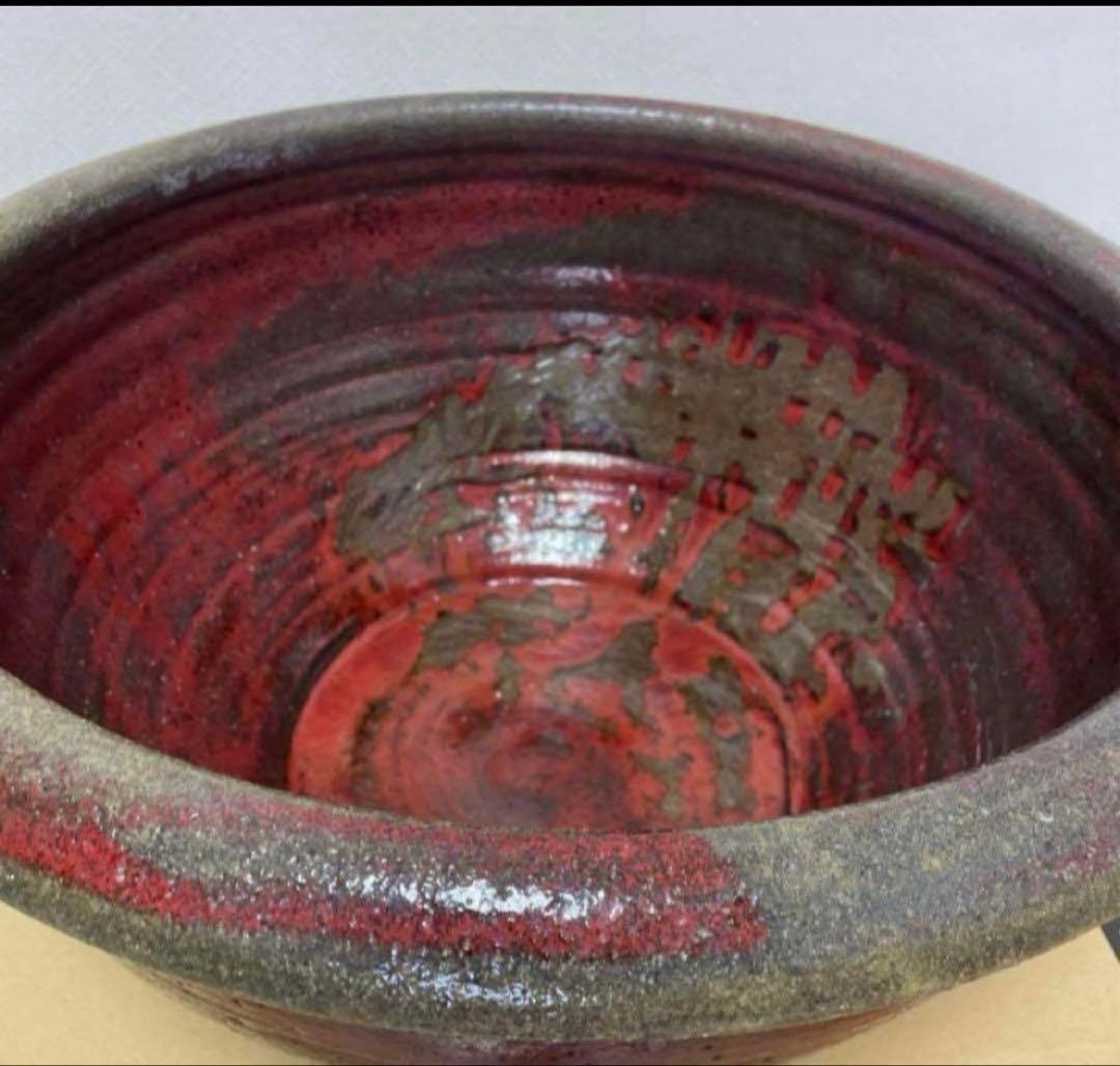 美しい赤鉢　睡蓮鉢　特大