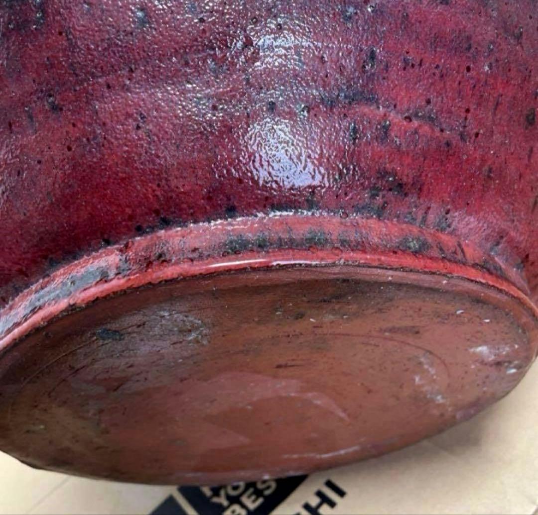 美しい赤鉢　睡蓮鉢　特大