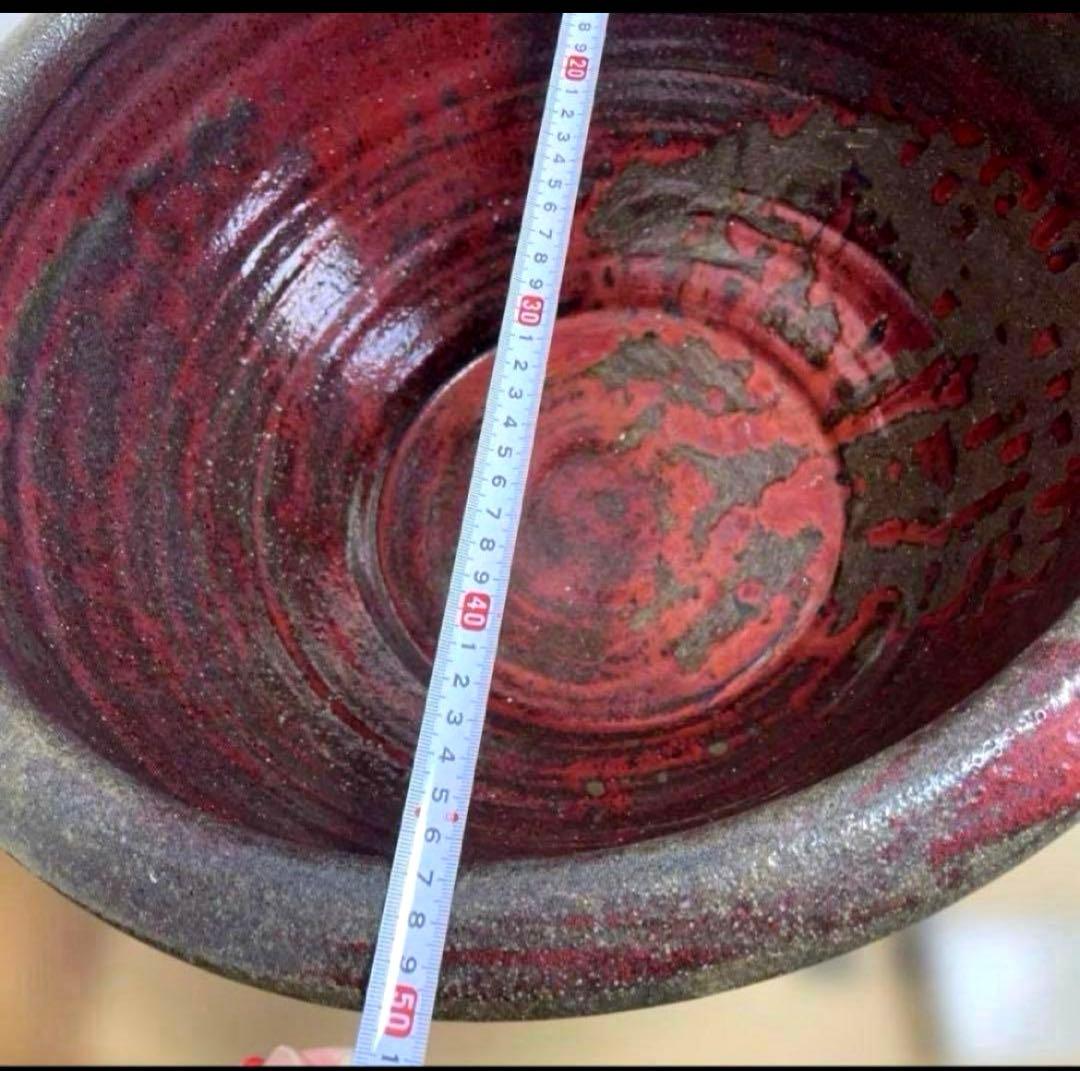 美しい赤鉢　睡蓮鉢　特大