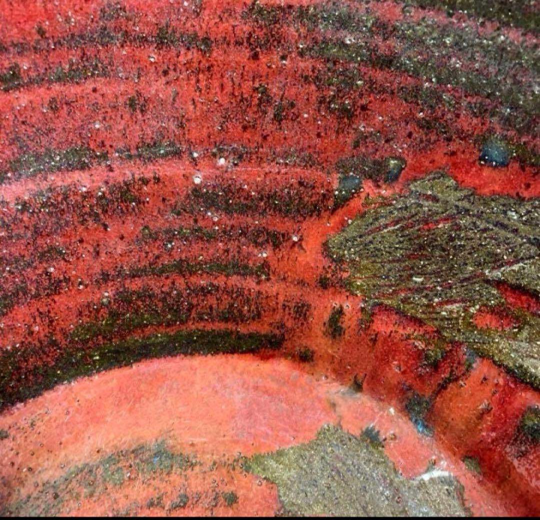 美しい赤鉢　睡蓮鉢　特大