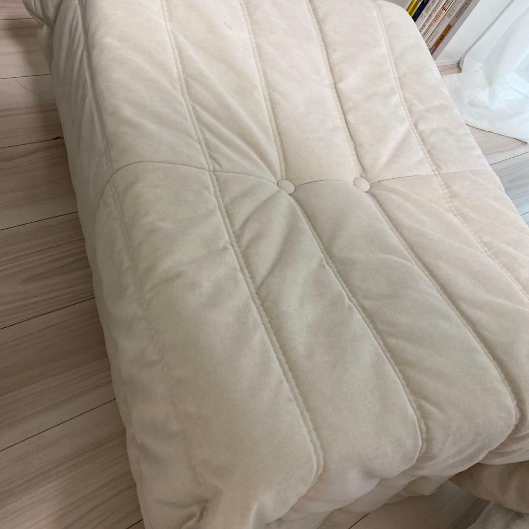 TOGO 1P ホワイト リクライニングソファ オットマン付き