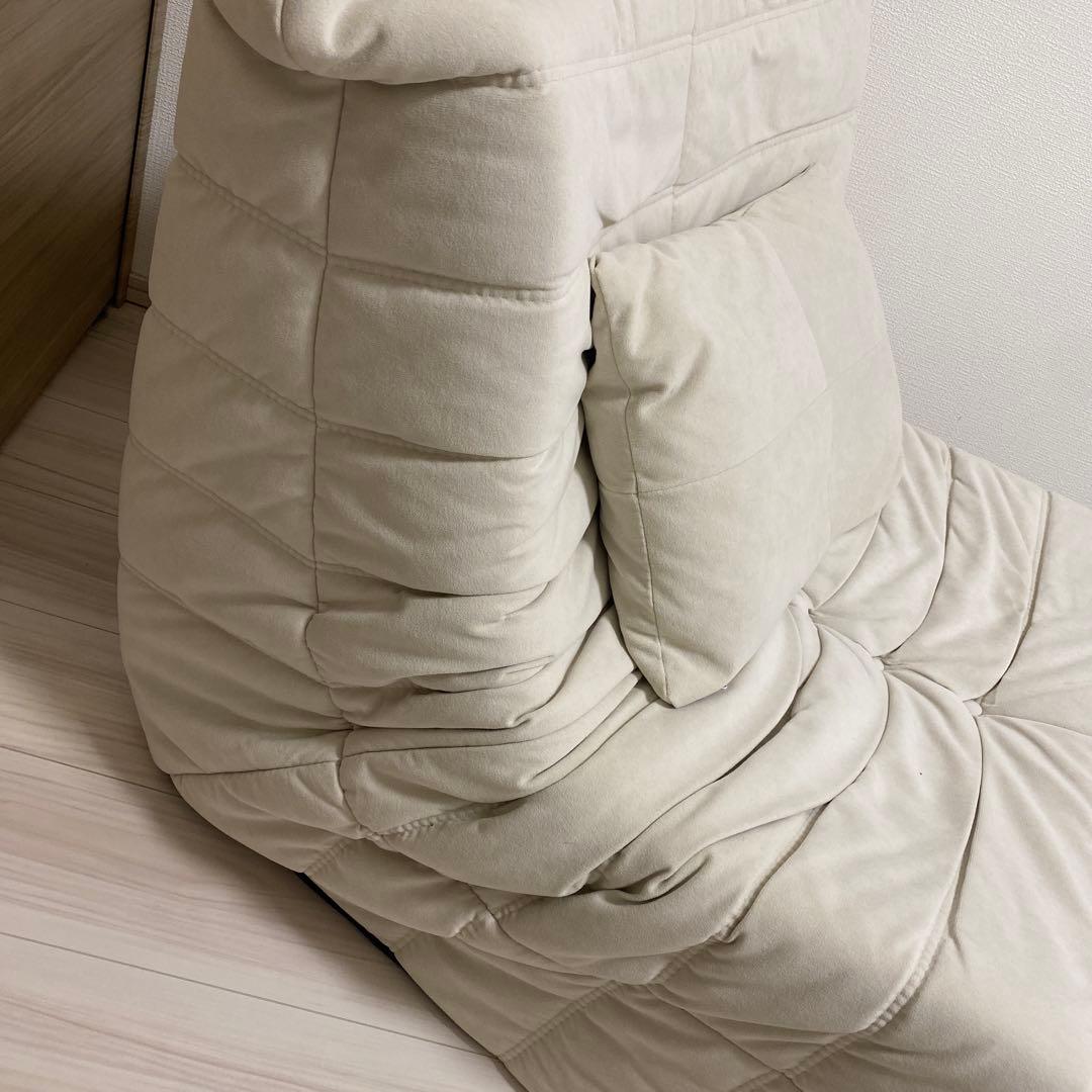 TOGO 1P ホワイト リクライニングソファ オットマン付き