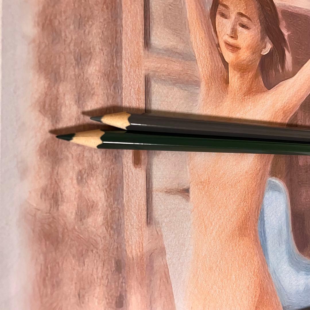 女優画28 額装品　額縁寸法32.7cm×24.0cm　カラー着色　定款付