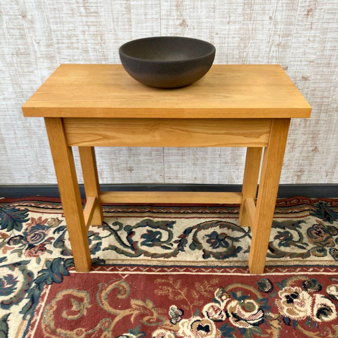 モダンレトロ 無垢材 陶器製 洗面台 流し台 カウンターテーブル 古道具 古家具