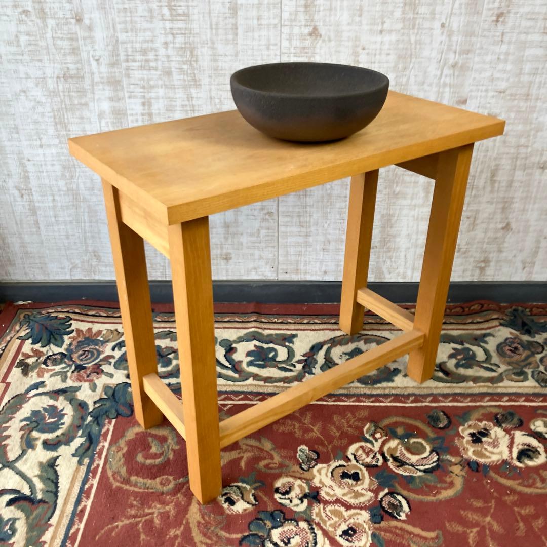 モダンレトロ 無垢材 陶器製 洗面台 流し台 カウンターテーブル 古道具 古家具