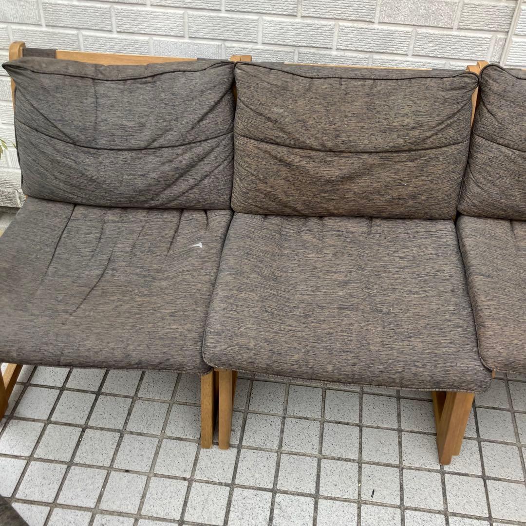 ③ 北欧レトロ ミキモク 雅 木製フレーム アームレスチェア 一人掛けソファー